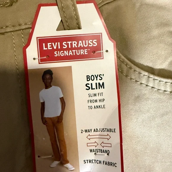 💜 NWT Levi Strauss Boys Slim Fit Chino Pants Size 16 Reg Kahki - Picture 8 of 8